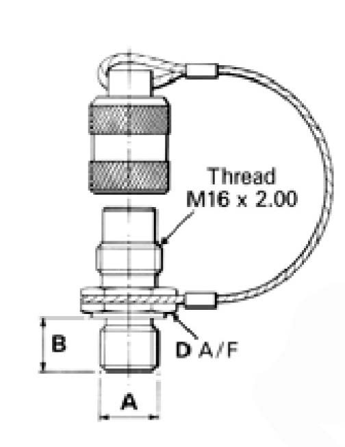 M16x2 Hydraulic Test Points – HSP2000 - Technical Drawing